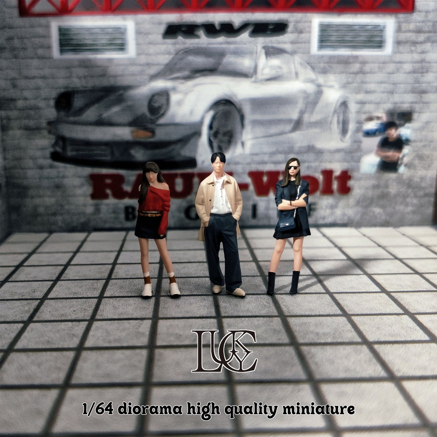 Lucky Studio 1/64 Scale Figurines Model Water Playing Children Trio Collection Miniature Hand-painted