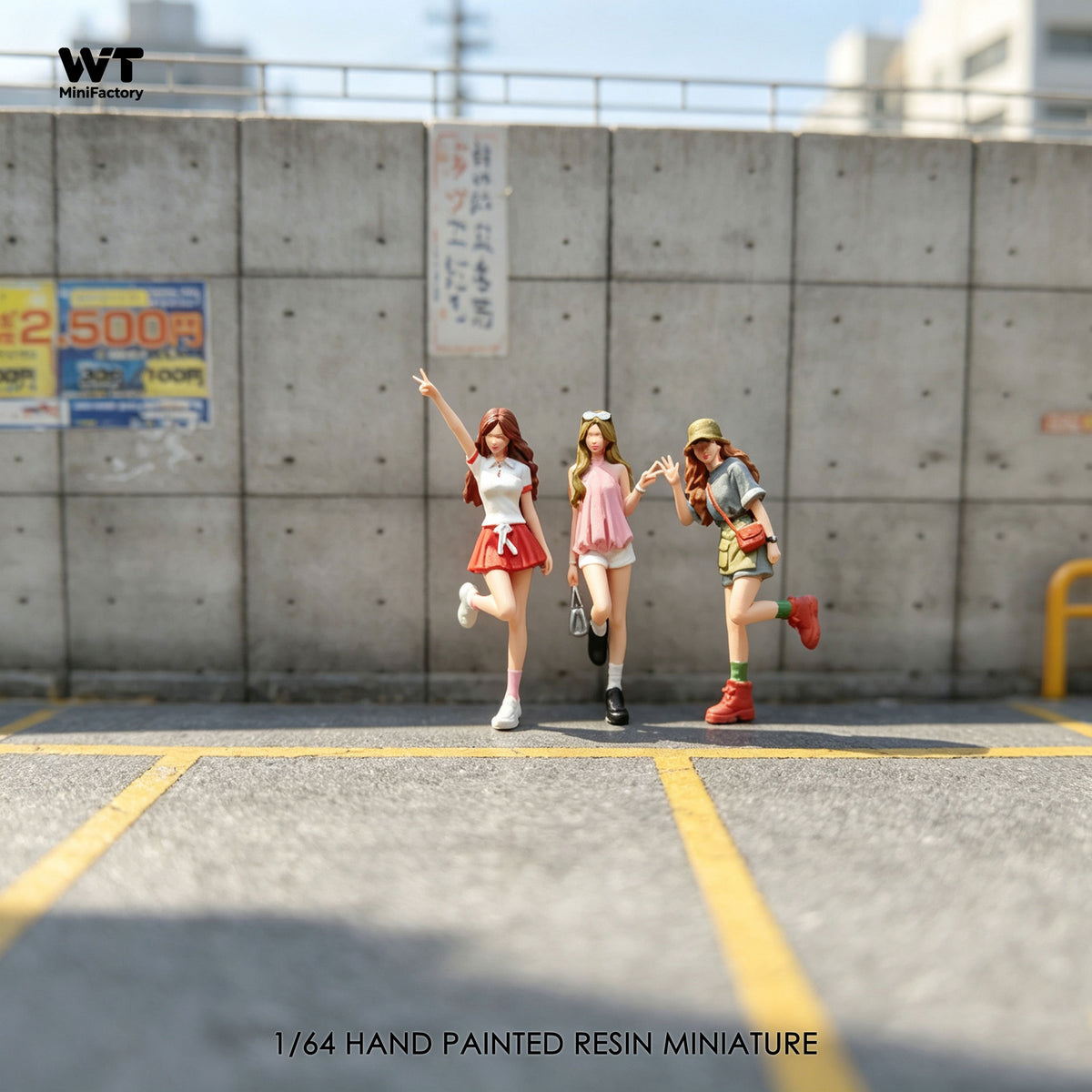 WT Minifactory 1/64 Scale Figurines Model Gesture Girl Trio Collection Miniature Hand-painted