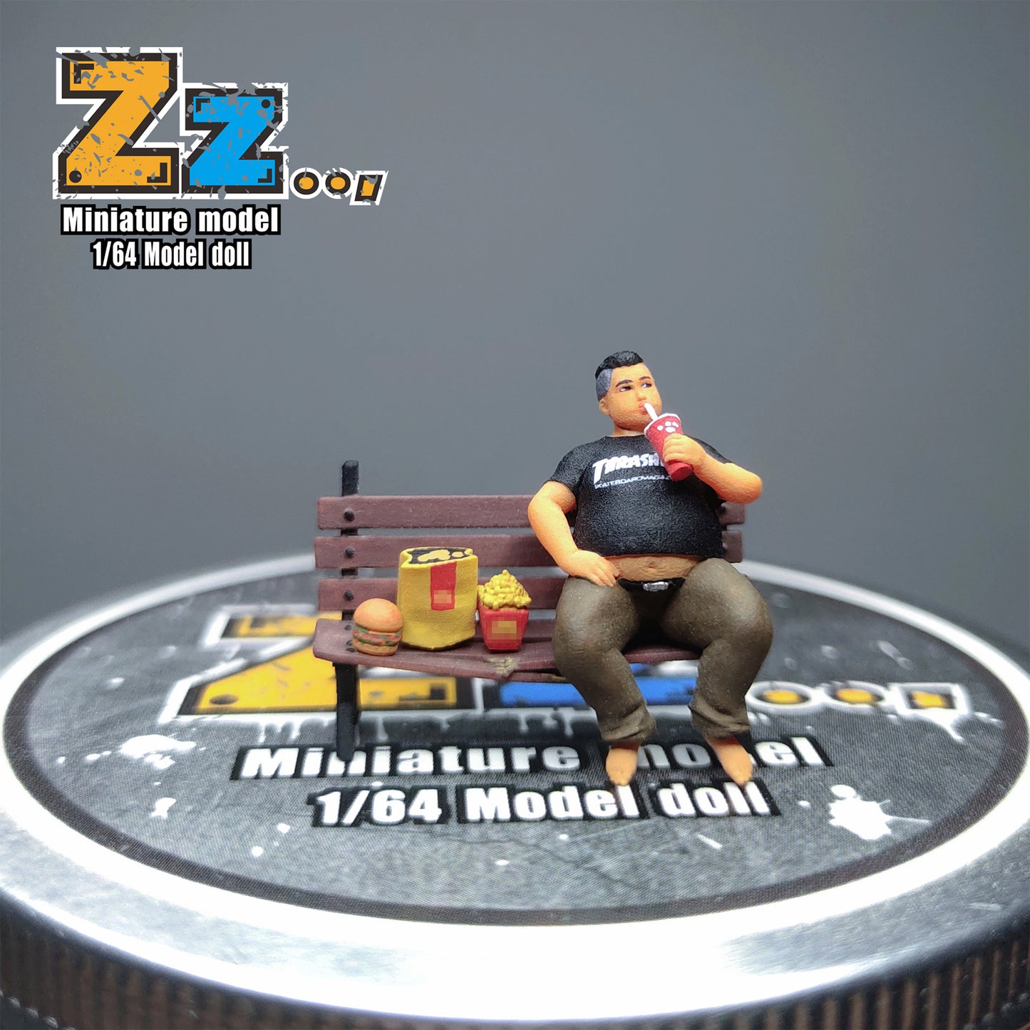 Zz Studio 1/64 Figure Model Hamburger Fatty Collection Miniature Hand-painted