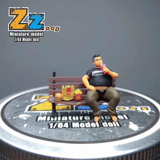 Zz Studio 1/64 Figure Model Hamburger Fatty Collection Miniature Hand-painted