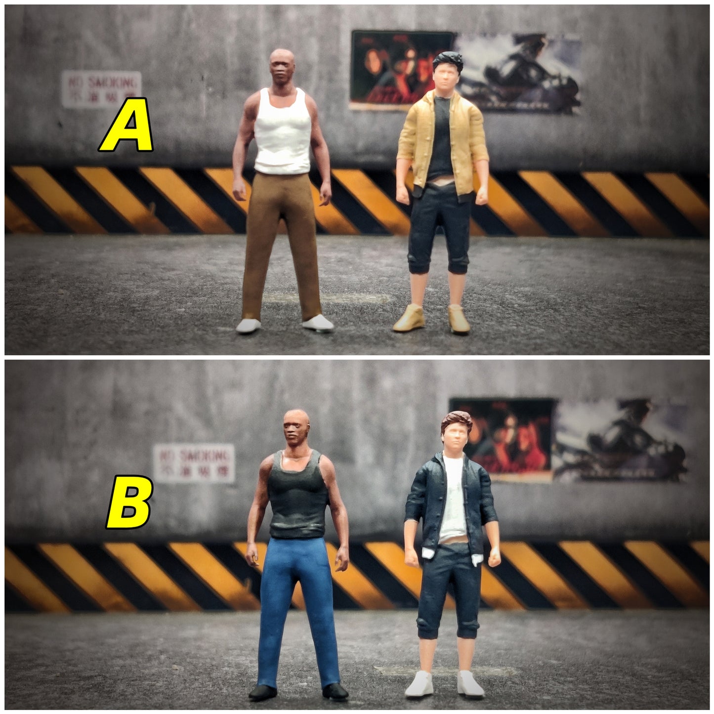 Lucky Studio 1/64 Scale Figurines Model Black and White Buddy Duo Collection Miniature Hand-painted