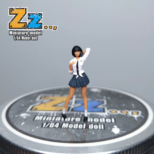 Zz Studio 1/64 Figure Model JK Touching Head Girl Collection Miniature Hand-painted