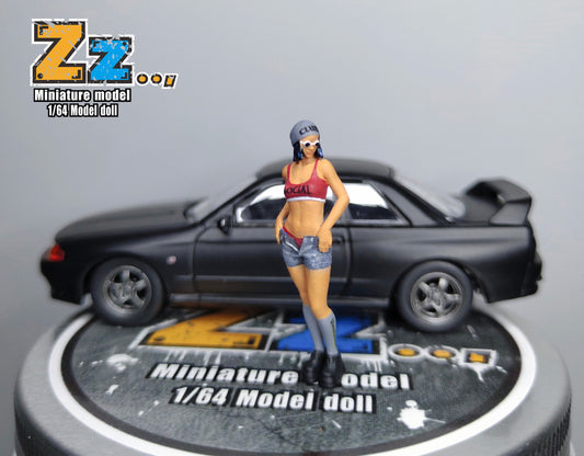 Zz Studio 1/64 Figure Model Dirty Braid Girl Collection Miniature Hand-painted