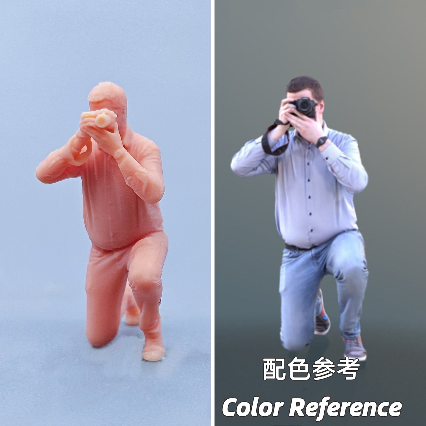1/64 1/43 Figurines Scale Model Resin Squatting Pose Photo Uncle Uncolored Miniatures Diorama Hand-painted D336
