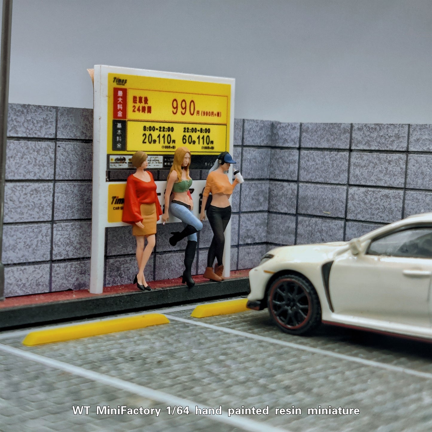 WT Minifactory 1/64 Scale Figurines Model Beautiful Girls Waiting for The Bus Trio Collection Miniature Hand-painted