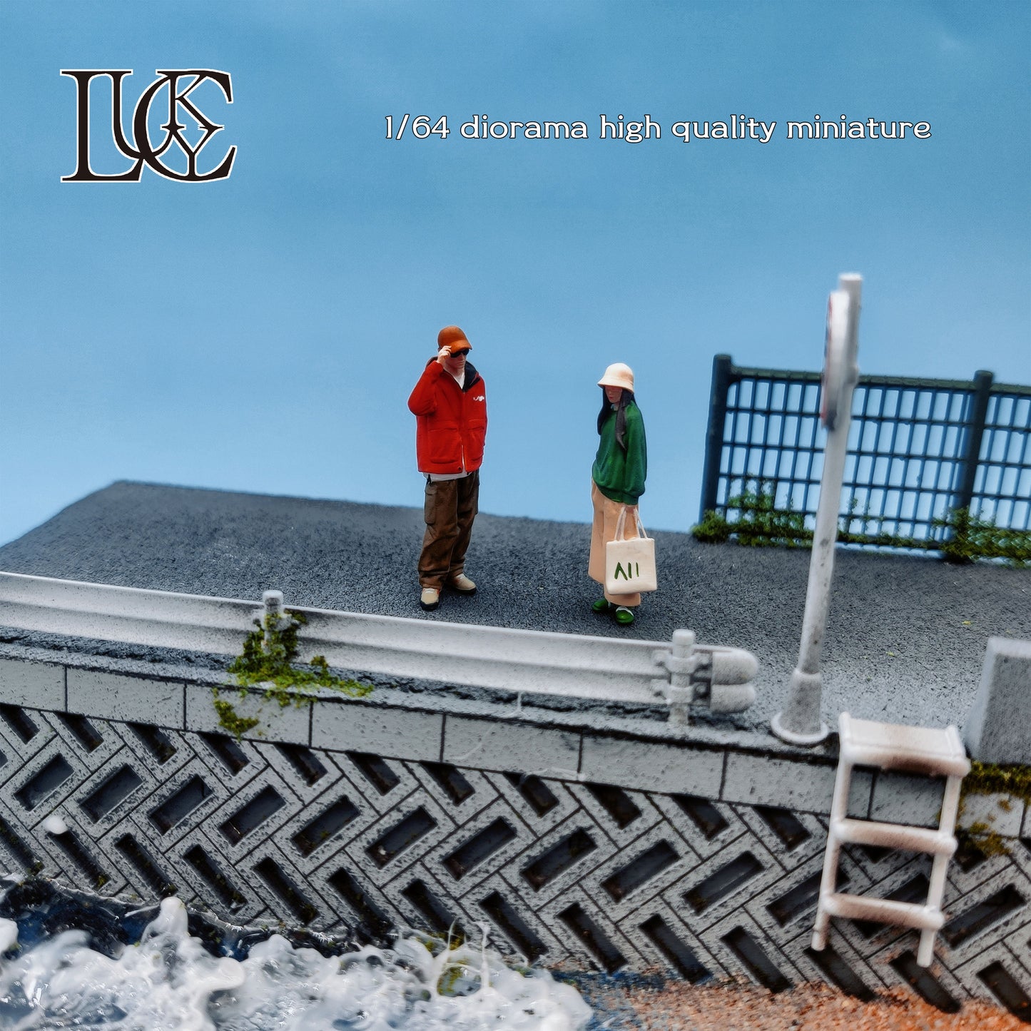 Lucky Studio 1/64 Scale Figurines Model  Couple Watching The Sea Duo Collection Miniature Hand-painted