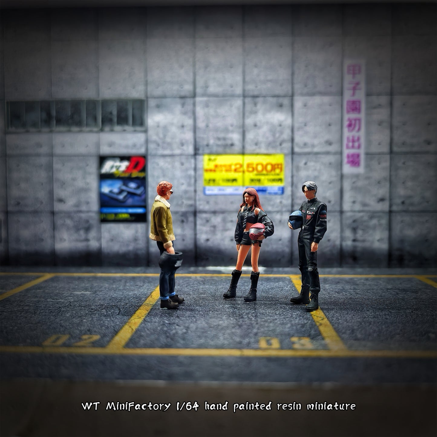 WT Minifactory 1/64 Scale Figurines Model Rider Holding A Helmet 03 Trio Collection Miniature Hand-painted