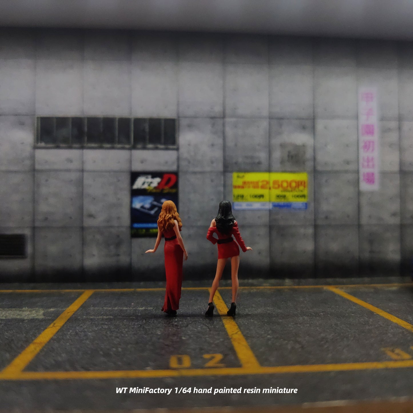 WT Minifactory 1/64 Scale Figurines Model Red Clothed Female Model Duo Collection Miniature Hand-painted