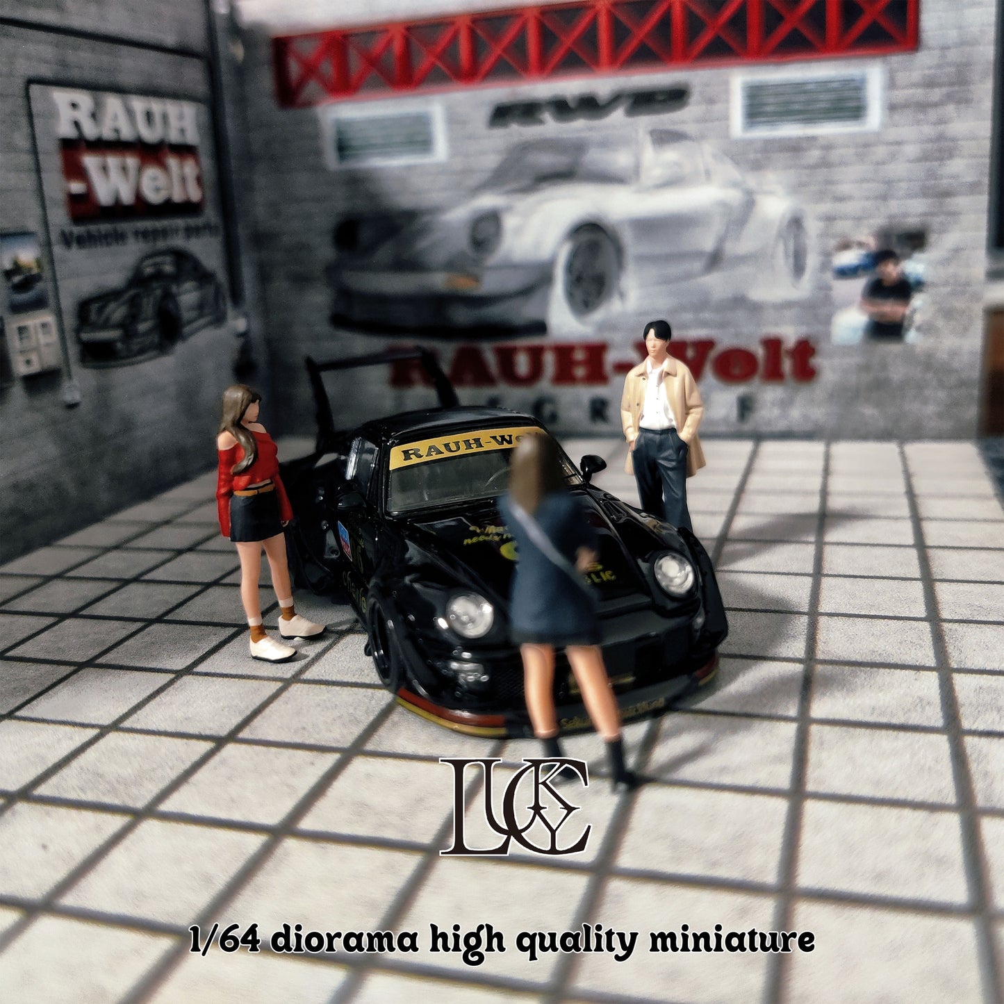 Lucky Studio 1/64 Scale Figurines Model Garage Tour Trio Collection Miniature Hand-painted