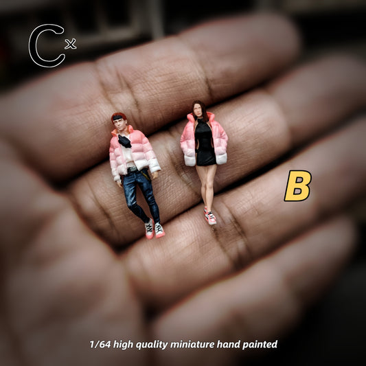 Cx Miniatures 1/64 Scale Figurines Model Down Jackets for Couples and Girls Wearable Clothing Collection Miniature Hand-painted