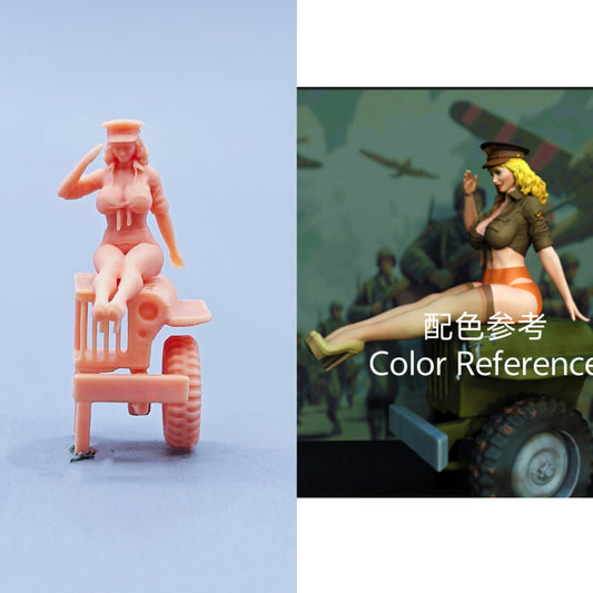 1/64 1/43 Figurines Scale Model Resin Female Officer Salutes Uncolored Miniatures Diorama Hand-painted C412