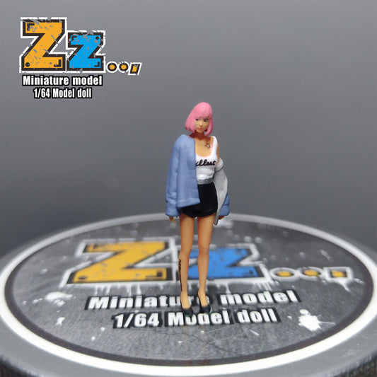 Zz Studio 1/64 Figure Model Off Shoulder Jacket for Women Collection Miniature Hand-painted