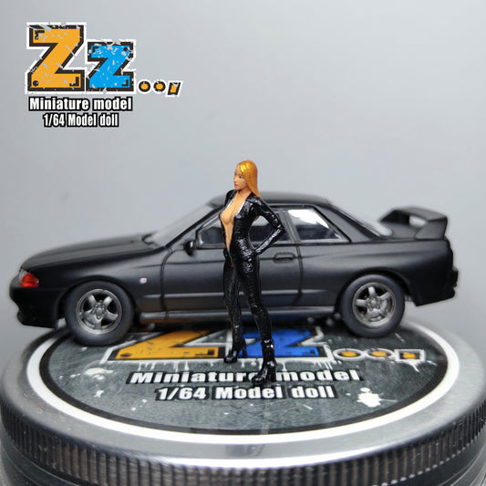 Zz Studio 1/64 Figure Model Leather Racing Women Collection Miniature Hand-painted