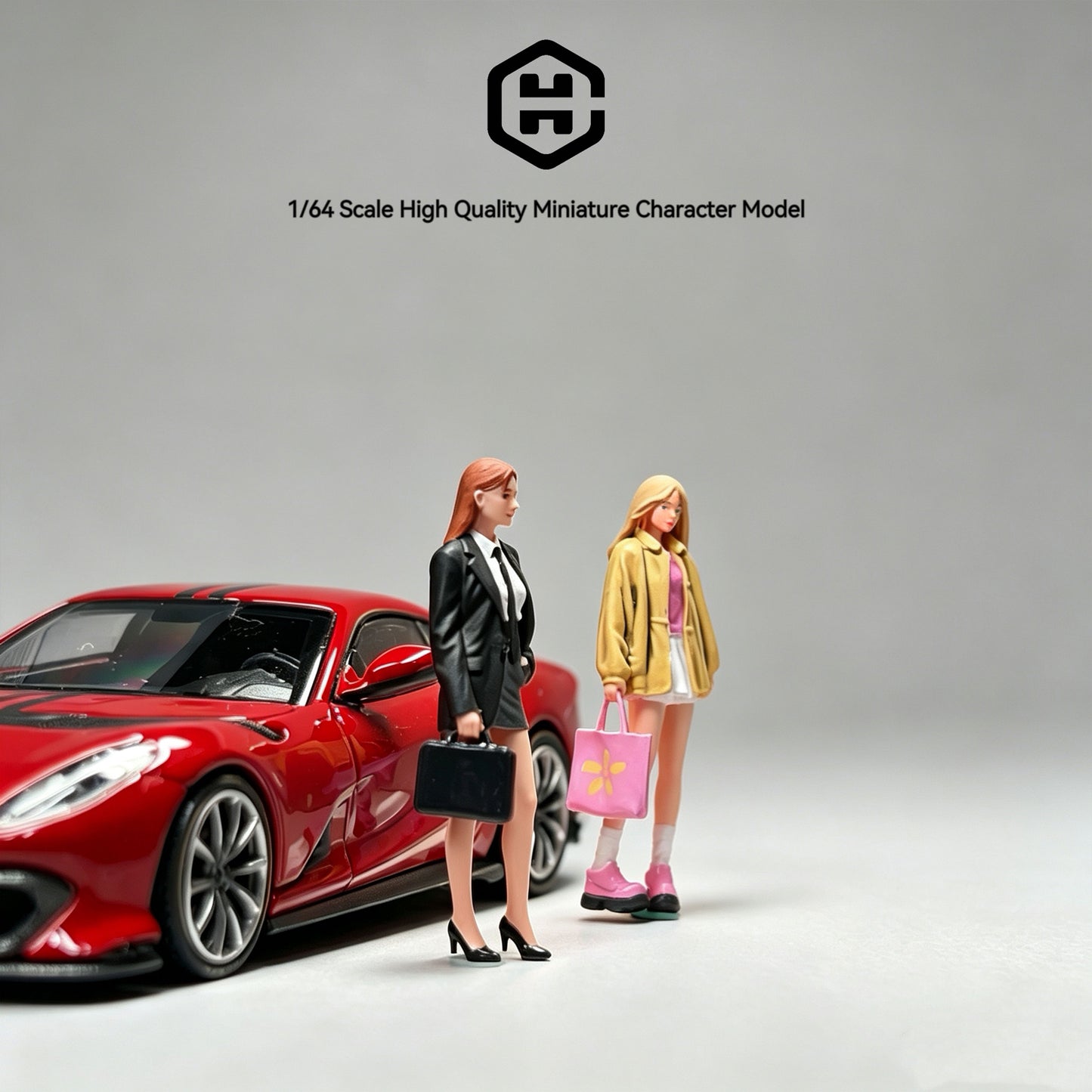 EHC Model 1/64 Scale Figurines Model Handbag Girl Duo Collection Miniature Hand-painted