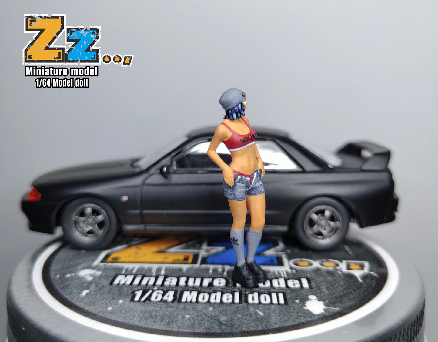 Zz Studio 1/64 Figure Model Dirty Braid Girl Collection Miniature Hand-painted