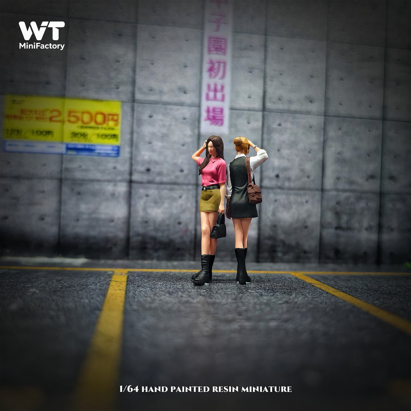 WT Minifactory 1/64 Scale Figurines Model The Hair-Tossing Girls Duo Collection Miniature Hand-painted