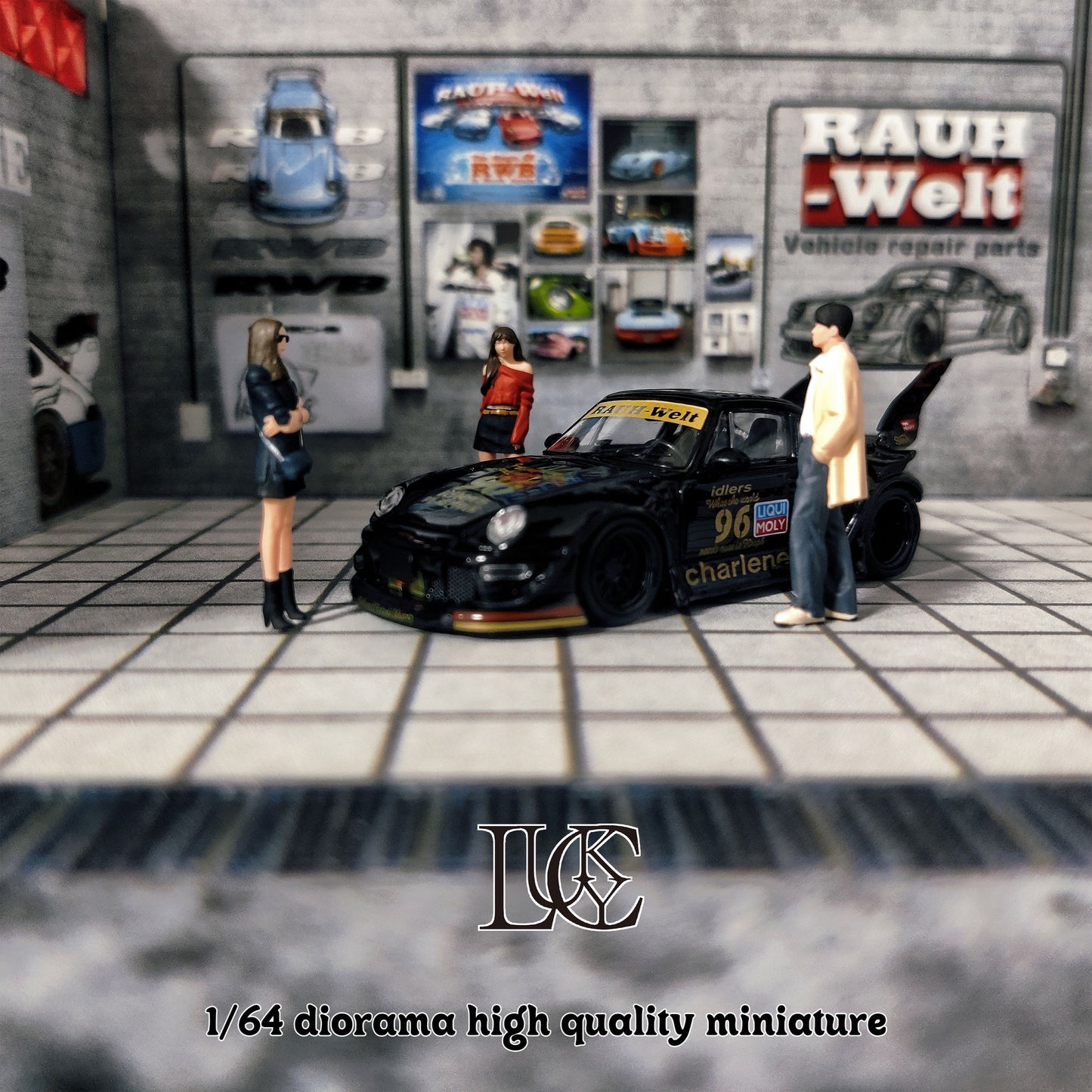 Lucky Studio 1/64 Scale Figurines Model Garage Tour Trio Collection Miniature Hand-painted