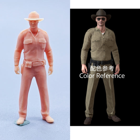 1/64 1/43 Figurines Scale Model Resin A Police Officer Wearing Sunglasses Uncolored Miniatures Diorama Hand-painted C307