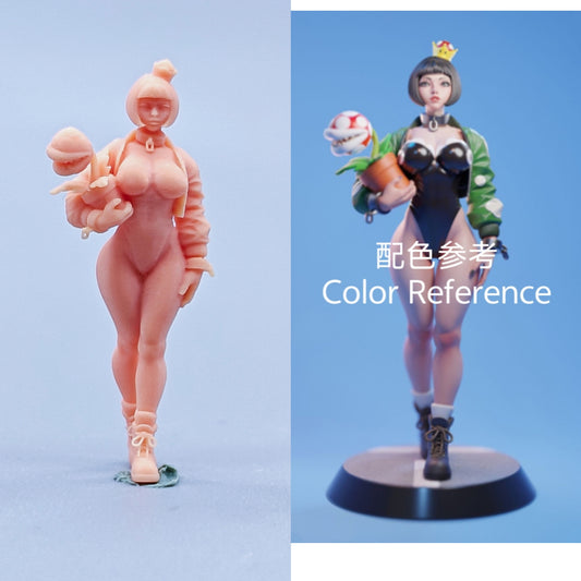 1/64 1/43 Figurines Scale Model Resin The Girl Holding The Man Eating Flower Uncolored Miniatures Diorama Hand-painted C421