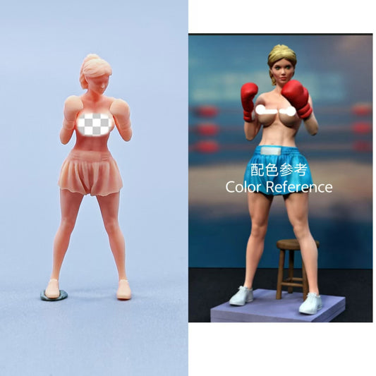 1/64 1/43 Figurines Scale Model Resin Warm Up Boxing Girl Uncolored Miniatures Diorama Hand-painted C404