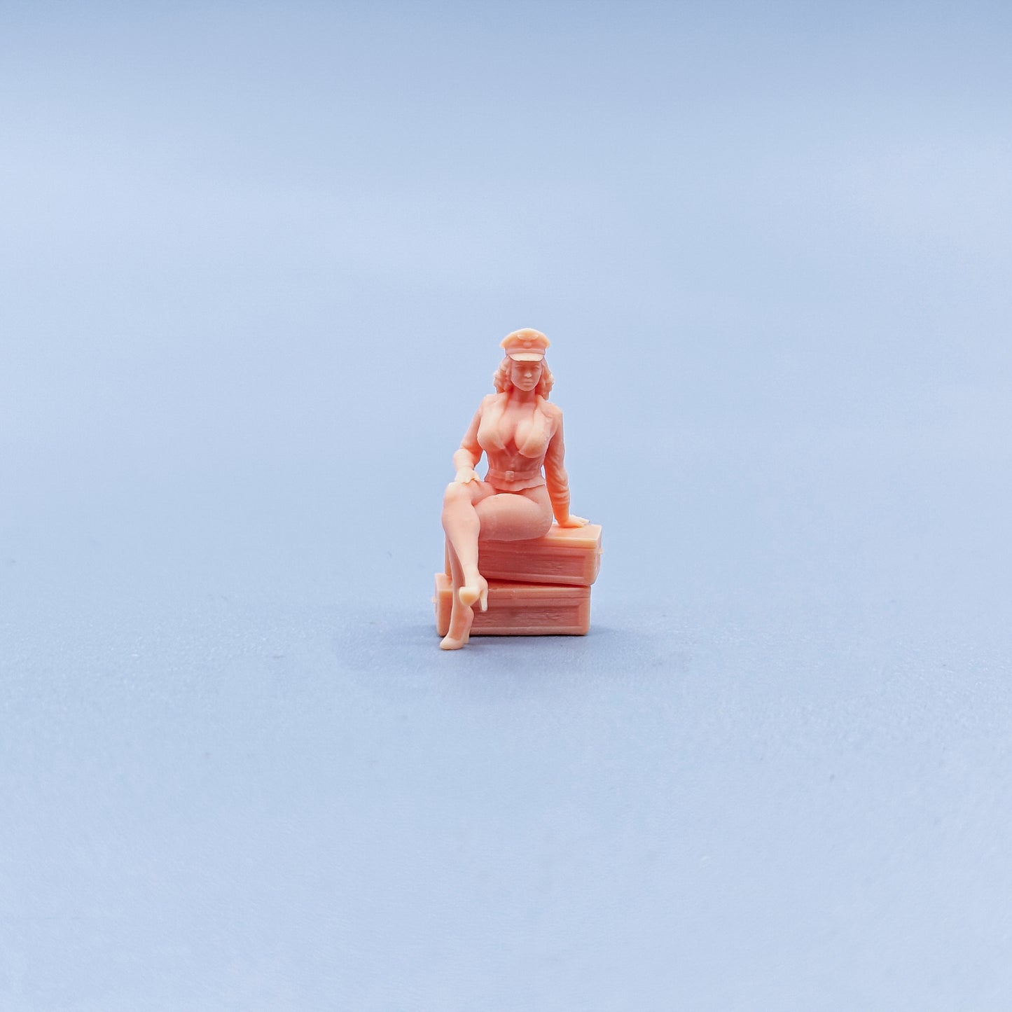 1/64 1/43 Figurines Scale Model Resin The Female Officer Sitting in The Box Uncolored Miniatures Diorama Hand-painted C411