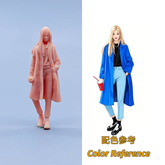 1/64 1/43 Figurines Scale Model Resin Take Milk Tea Girl Uncolored Miniatures Diorama Hand-painted C709