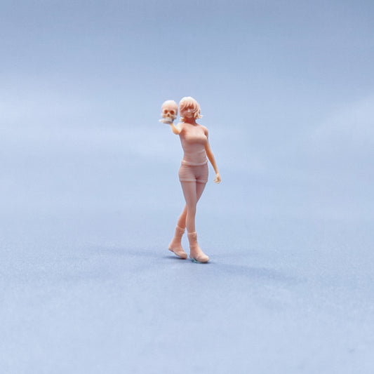 1/64 1/43 Figurines Scale Model Resin The Girl Holding A Skull Uncolored Miniatures Diorama Hand-painted W420