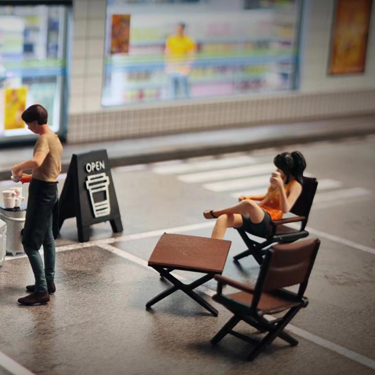 Wx-Made 1/64 Scale Figurines Model Barista Booth Set Collection Miniature Hand-painted