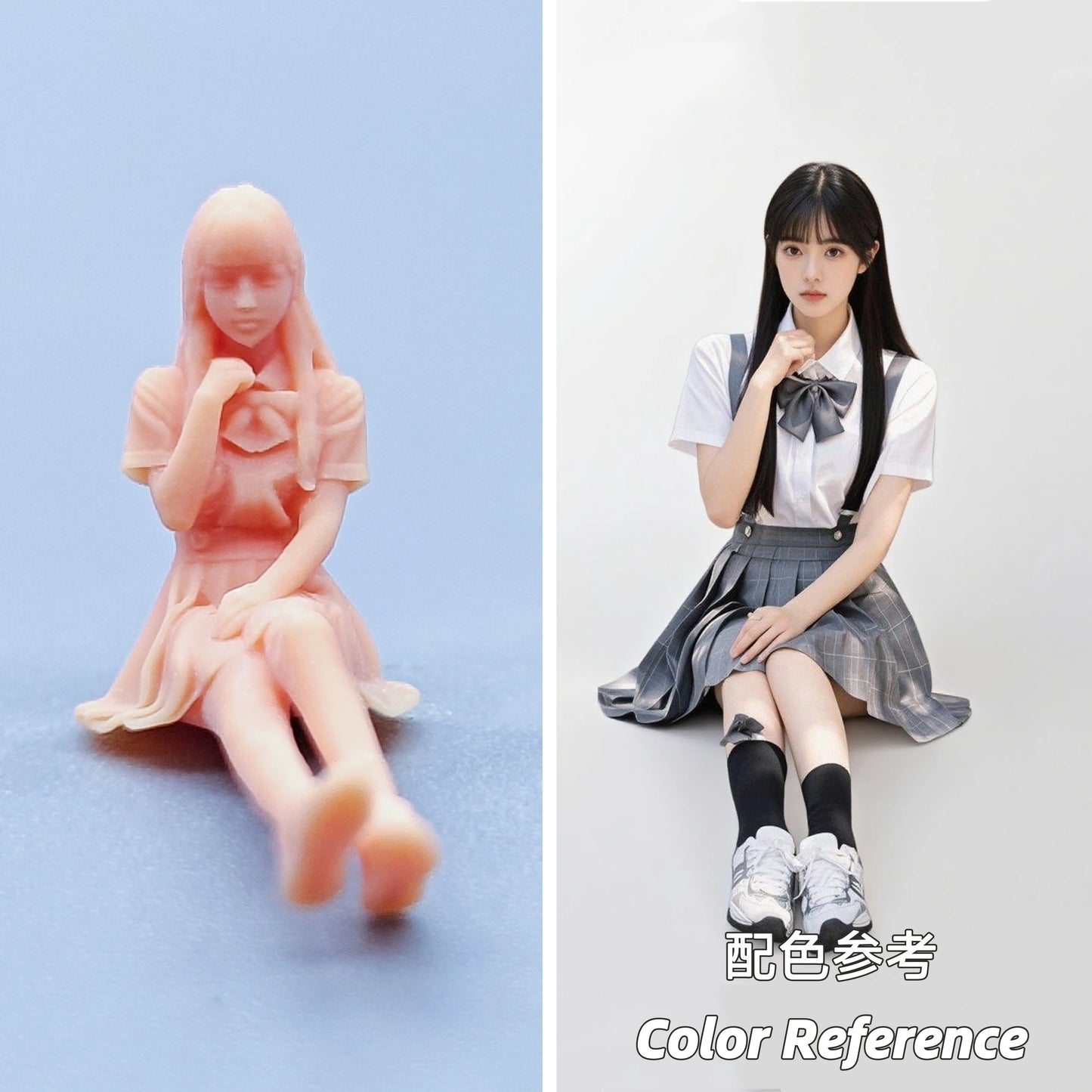 1/64 1/43 Figurines Scale Model Resin JK Girl Sitting on The Stairs Uncolored Miniatures Diorama Hand-painted D621