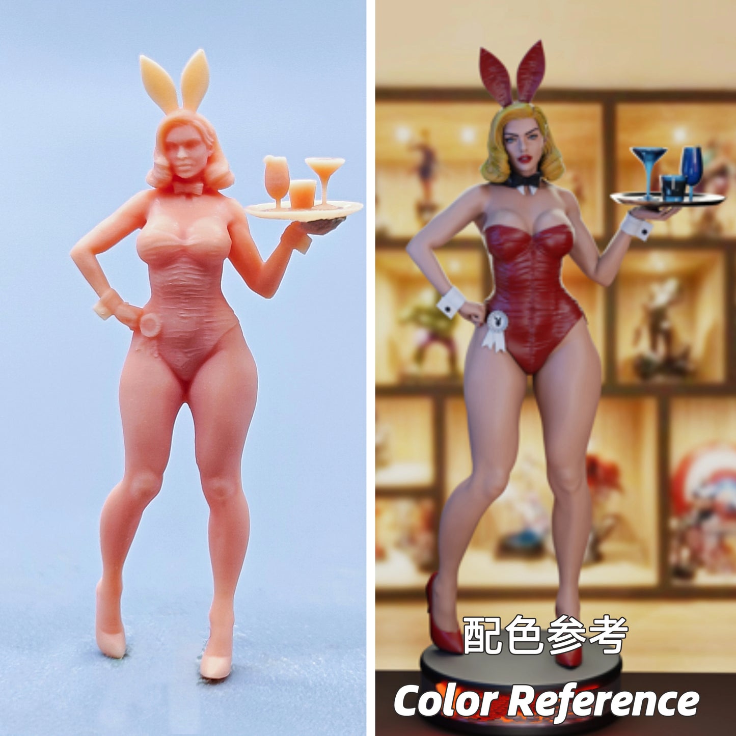 1/64 1/43 Figurines Scale Model Resin Rabbit Girl Waiter Uncolored Miniatures Diorama Hand-painted D404 D405
