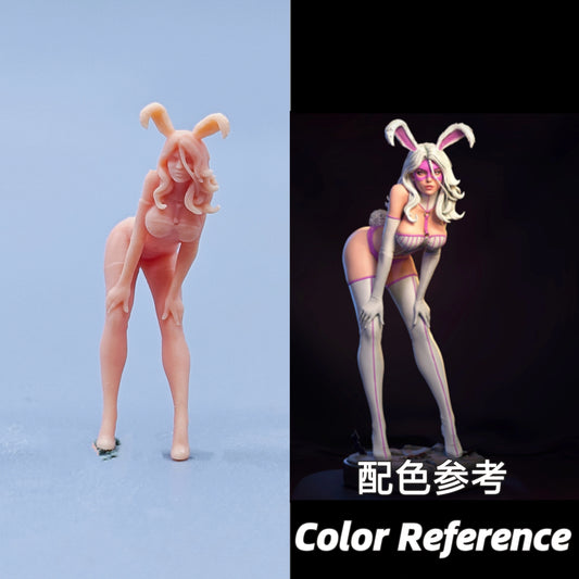 1/64 1/43 Figurines Scale Model Resin Bending Over Rabbit Ear Girl Uncolored Miniatures Diorama Hand-painted C728