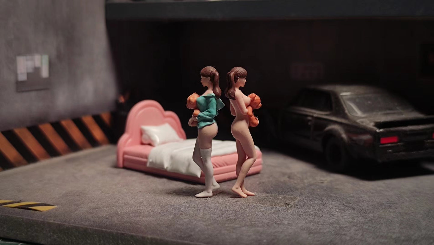 Wx-Made 1/64 Scale Figurines Model Sexy Pillow Ponytail Girl Collection Miniature Hand-painted