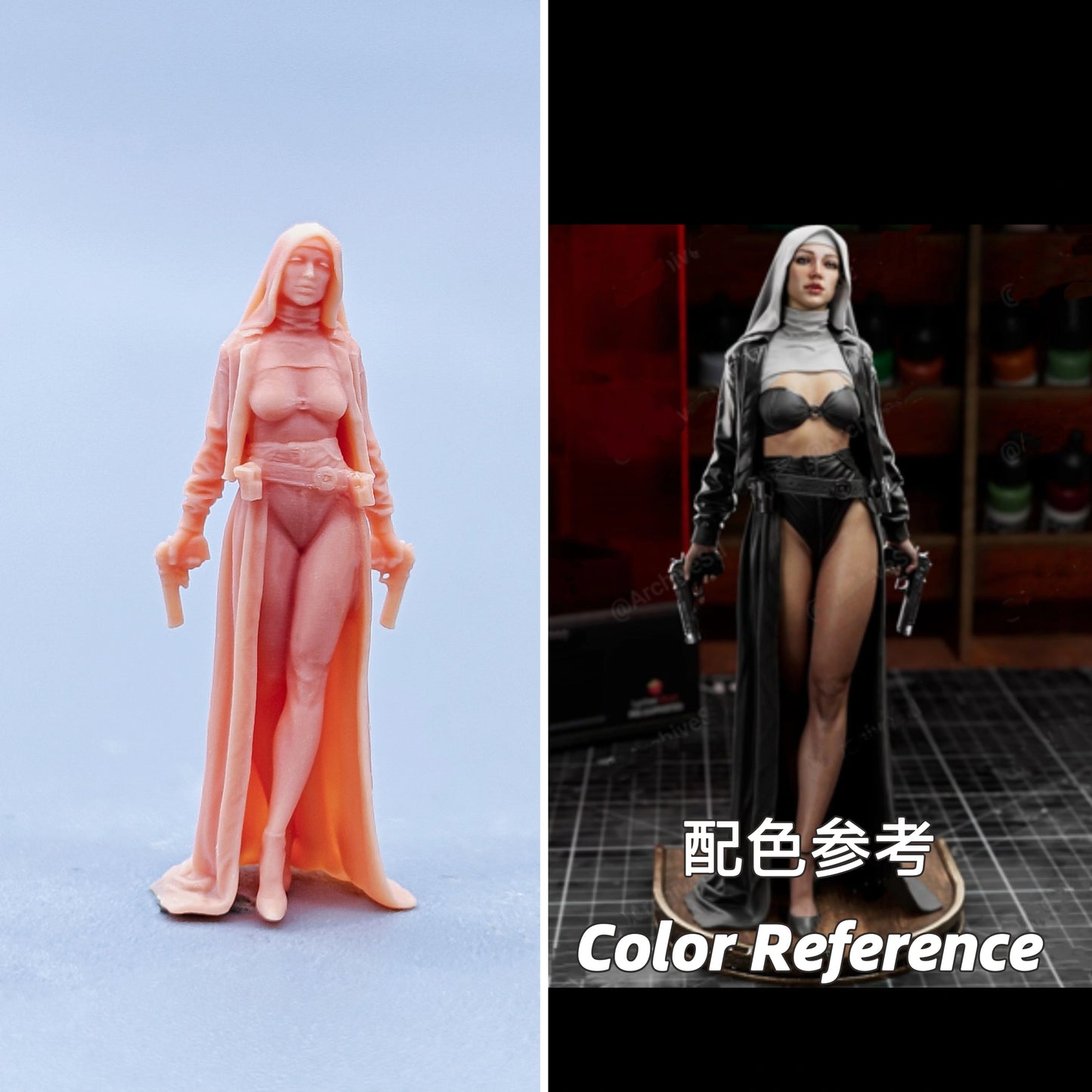 1/64 1/43 Figurines Scale Model Resin Nun Killer Uncolored Miniatures Diorama Hand-painted D001