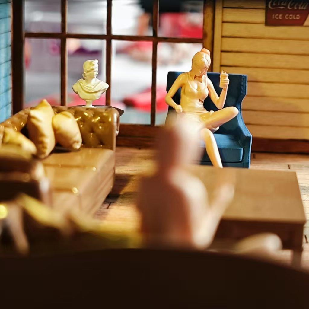 WX-MADE 1/64 Scale Figurines Model 6-piece Set of Accessories Sofa Collection Miniature Hand-painted
