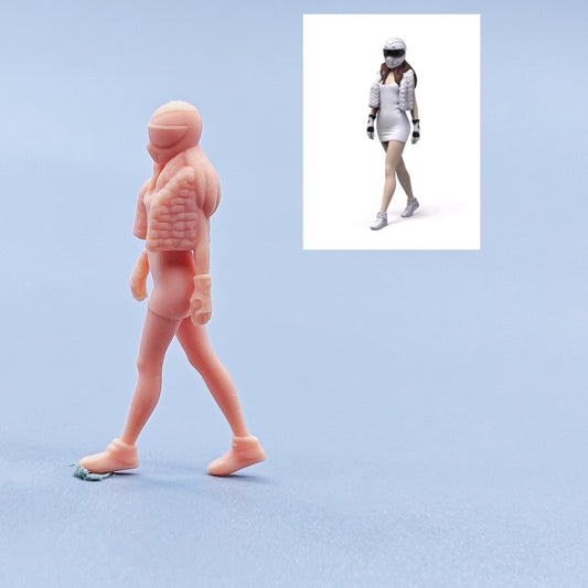 1/64 1/43 Figurines Scale Model Resin Helmet Racing Girl Uncolored Miniatures Diorama Hand-painted C332
