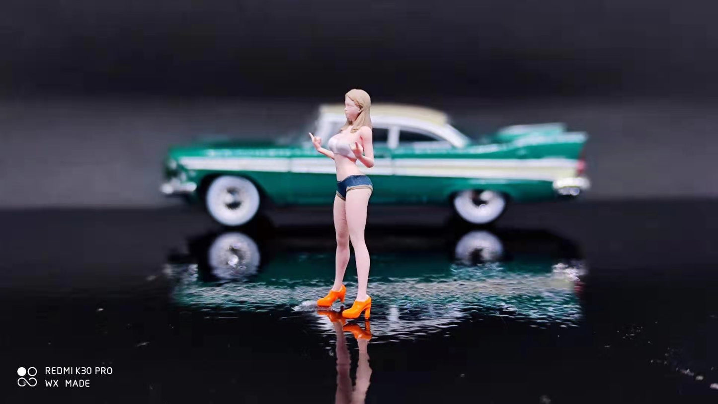 Wx-Made 1/64 Scale Figurines Model Rock Gesture Women S Hot Pants Love Collection Miniature Hand-painted