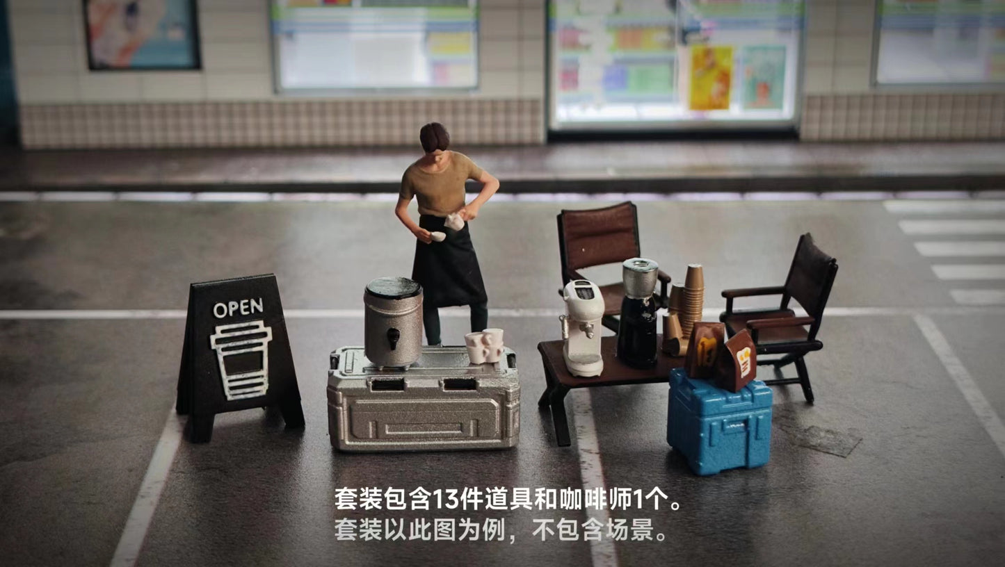 Wx-Made 1/64 Scale Figurines Model Barista Booth Set Collection Miniature Hand-painted