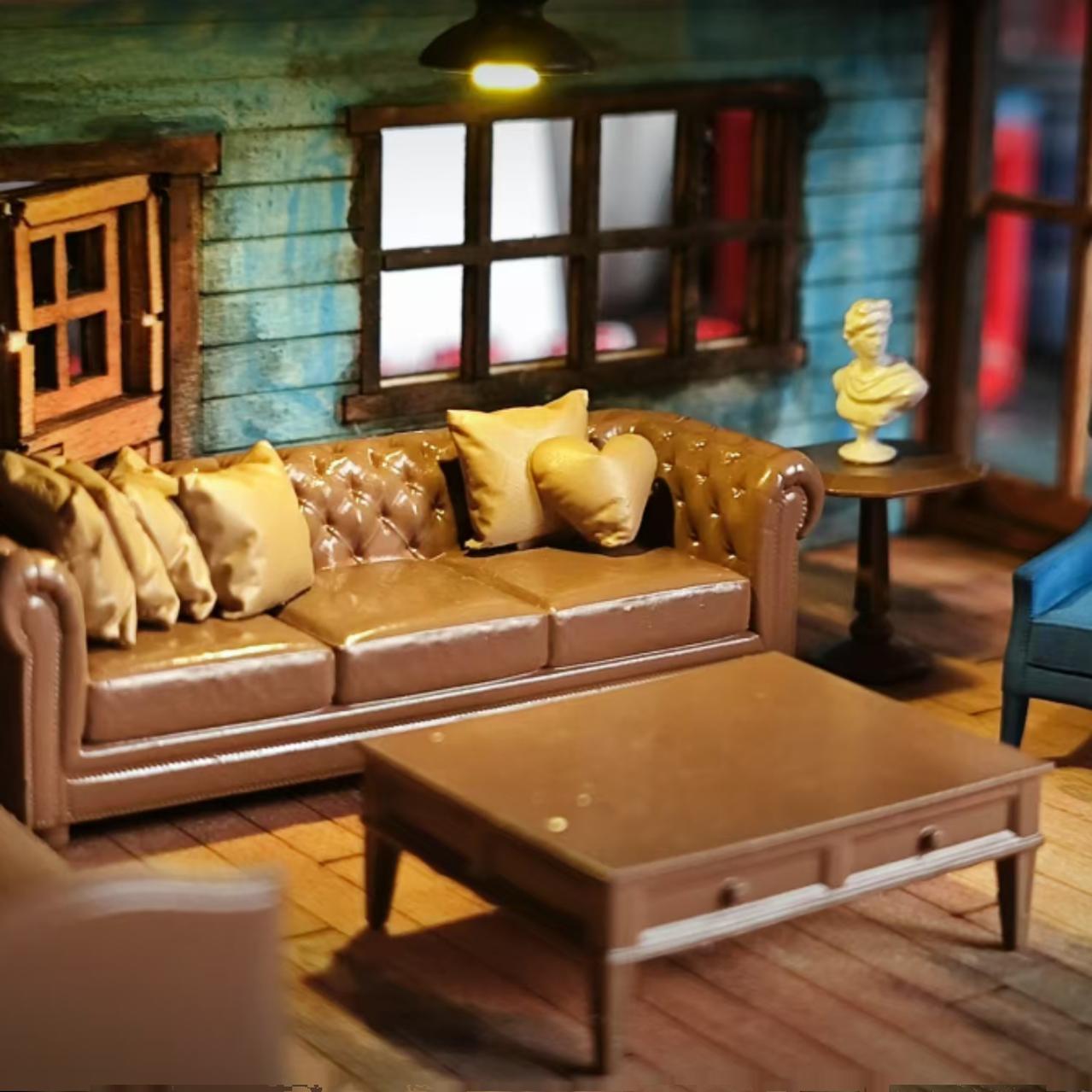 WX-MADE 1/64 Scale Figurines Model 6-piece Set of Accessories Sofa Collection Miniature Hand-painted