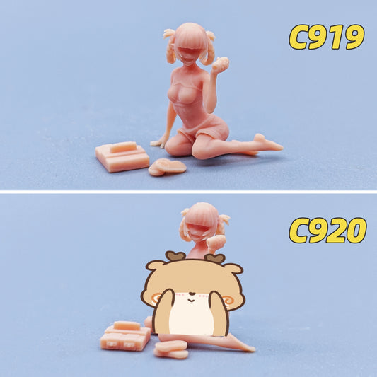 1/64 1/43 Figurines Scale Model Resin Nazuna Playing Games Uncolored Miniatures Diorama Hand-painted C919 C920
