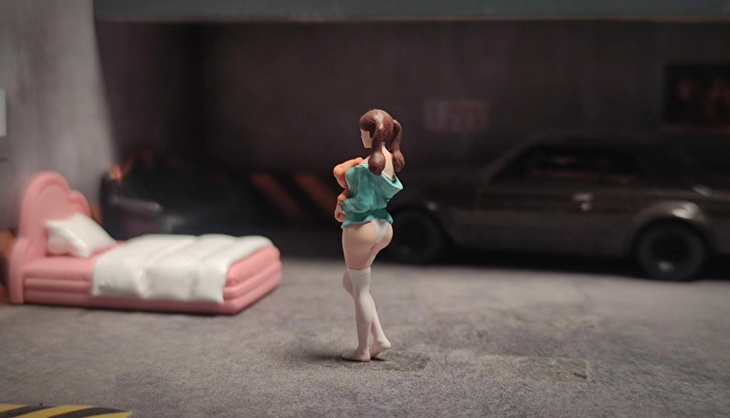 Wx-Made 1/64 Scale Figurines Model Sexy Pillow Ponytail Girl Collection Miniature Hand-painted