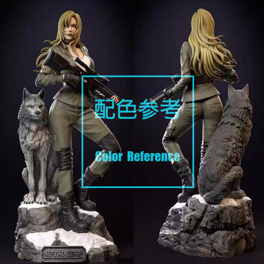1/64 1/43 Figurines Scale Model Resin Female Sniper and Wolf Uncolored Miniatures Diorama Hand-painted W410