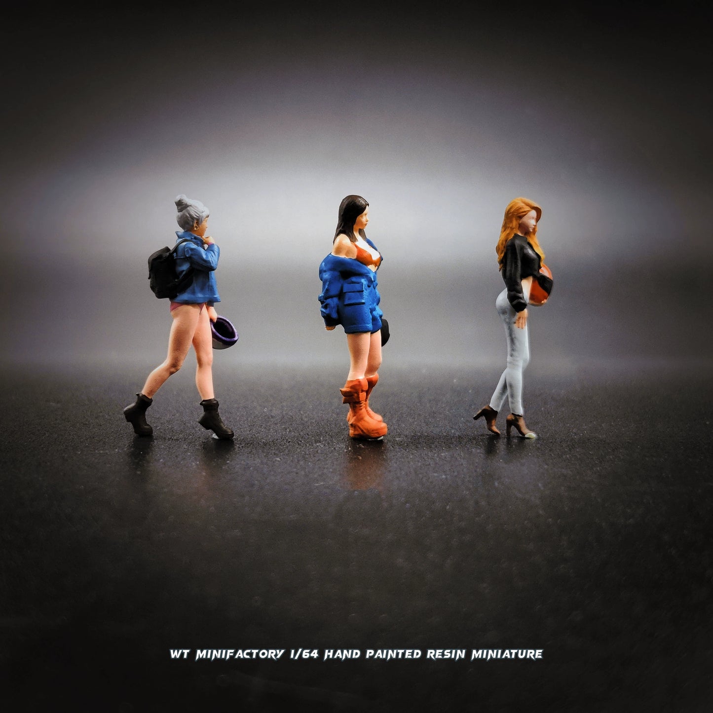 WT Minifactory 1/64 Scale Figurines Model Take The Helmet Girl Trio Collection Miniature Hand-painted