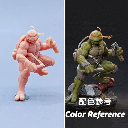 1/64 1/43 Figurines Scale Model Resin Ninja Half Squat Michelangelo Uncolored Miniatures Diorama Hand-painted C829