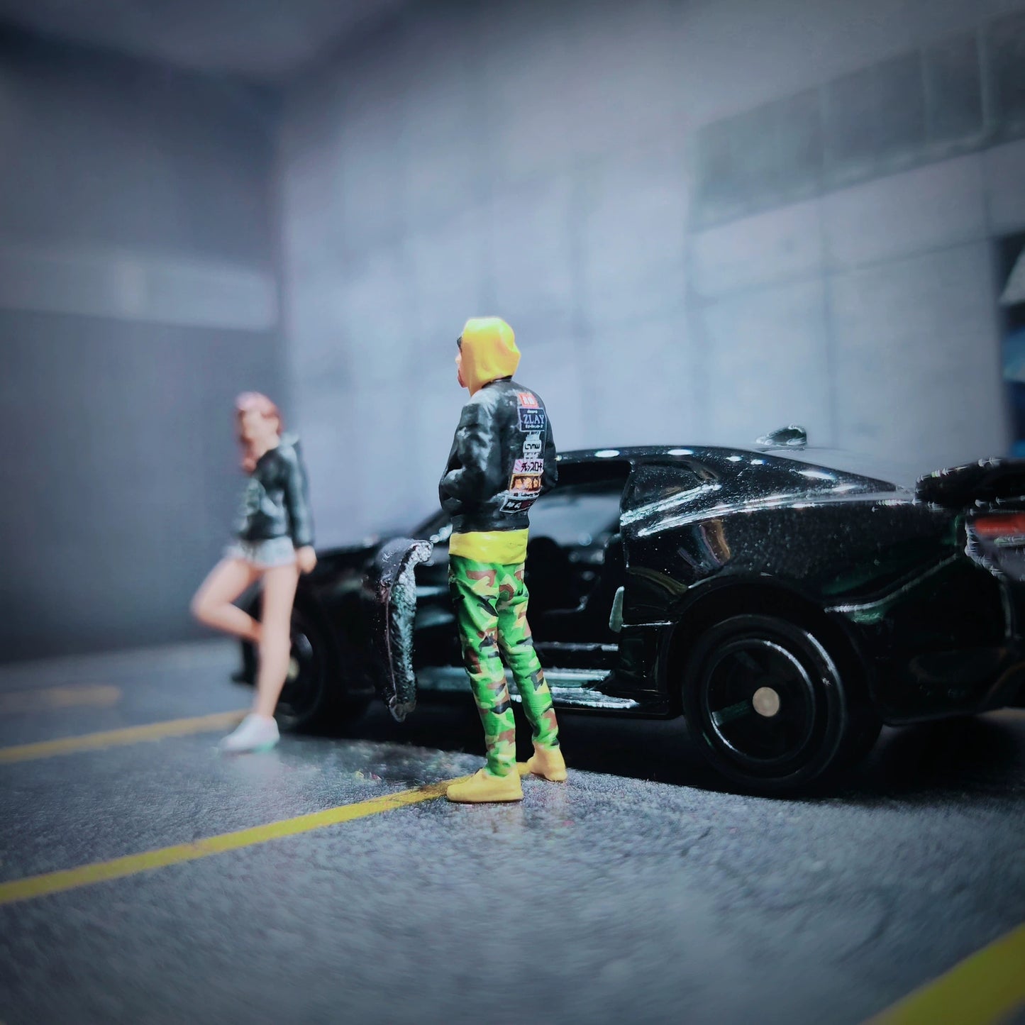 Cx Miniatures Diorama 1/64 Scale Figurines Model Hooded Men Short Skirts Women Collection Hand-painted