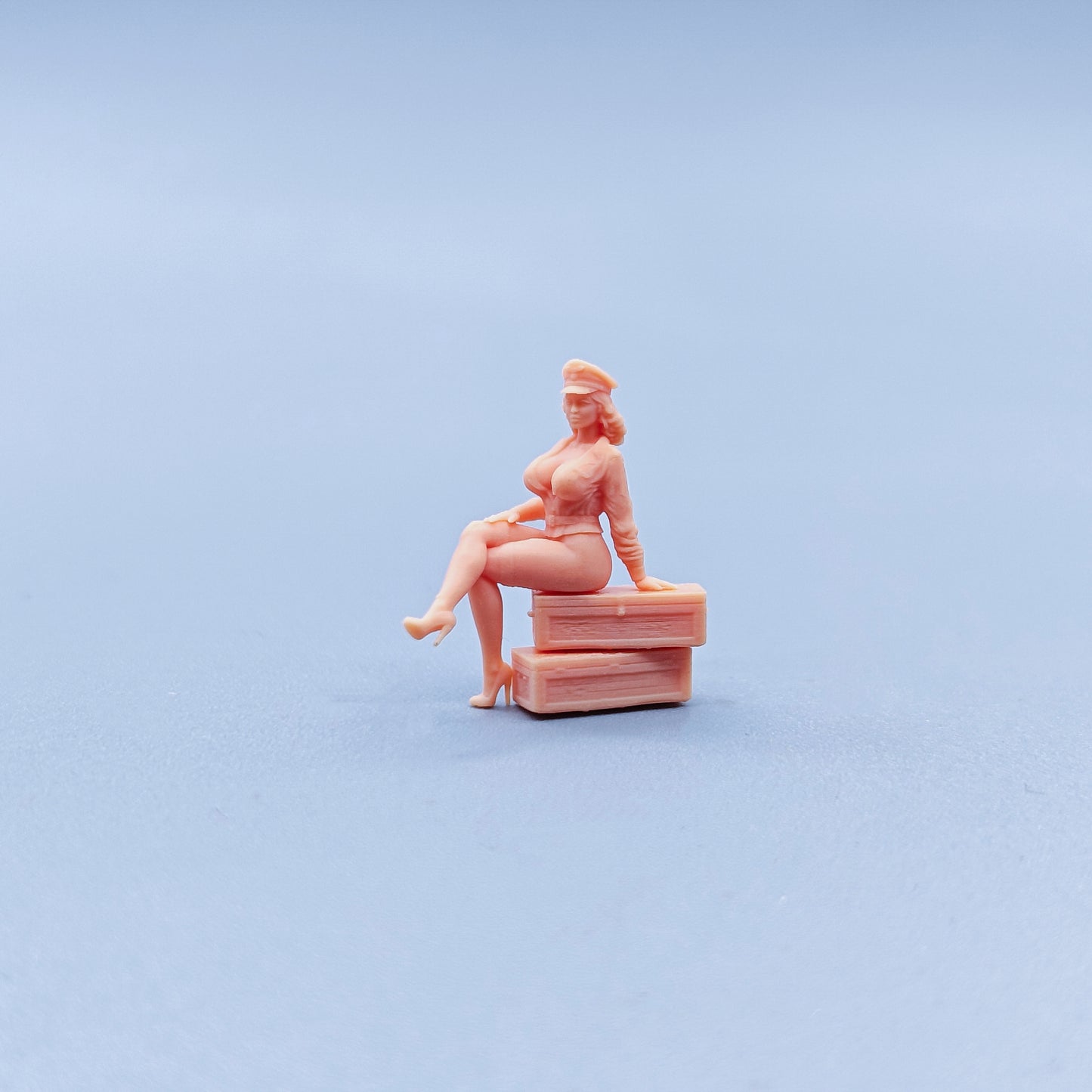 1/64 1/43 Figurines Scale Model Resin The Female Officer Sitting in The Box Uncolored Miniatures Diorama Hand-painted C411