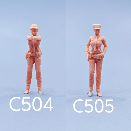 1/64 1/43 Figurines Scale Model Resin Standing Female Police Officer Uncolored Miniatures Diorama Hand-painted  C504 C505