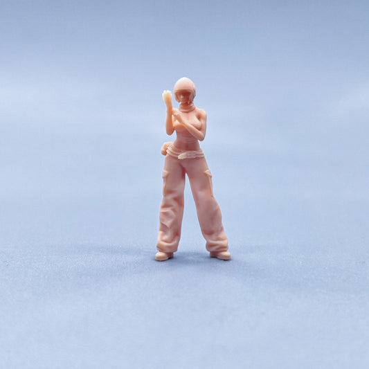 1/64 1/43 Figurines Scale Model Resin Female Rider Wearing Helmet and Gloves Uncolored Miniatures Diorama Hand-painted W412