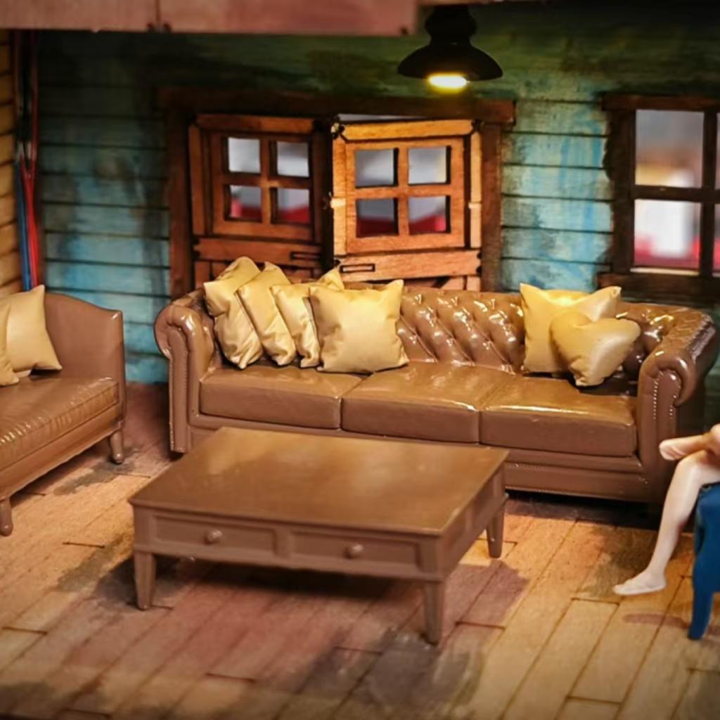 WX-MADE 1/64 Scale Figurines Model 6-piece Set of Accessories Sofa Collection Miniature Hand-painted