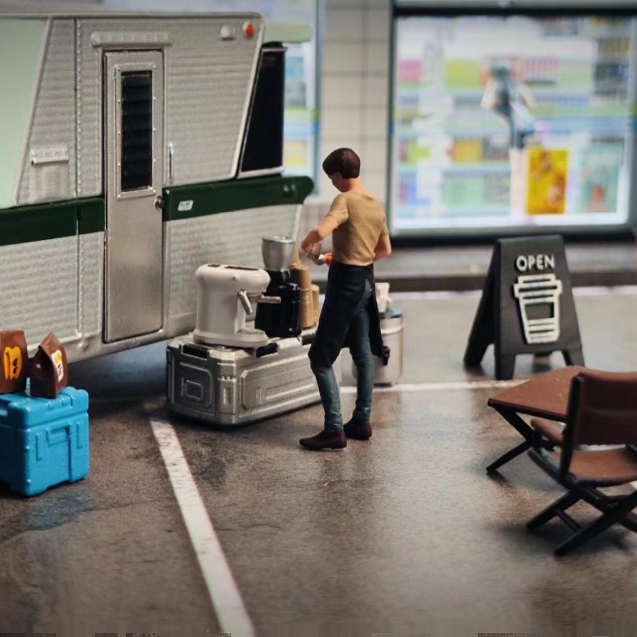 Wx-Made 1/64 Scale Figurines Model Barista Booth Set Collection Miniature Hand-painted