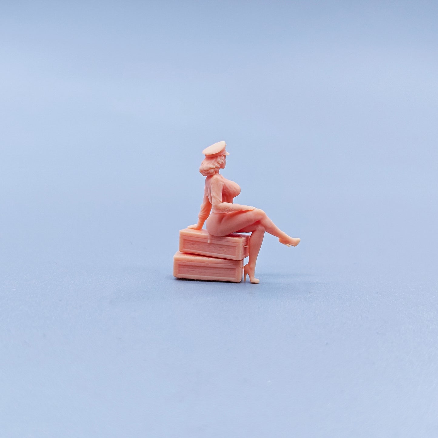 1/64 1/43 Figurines Scale Model Resin The Female Officer Sitting in The Box Uncolored Miniatures Diorama Hand-painted C411